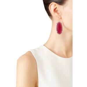 Kendra Scott Rhodium Plate Maroon Jade Danielle Hook Earrings